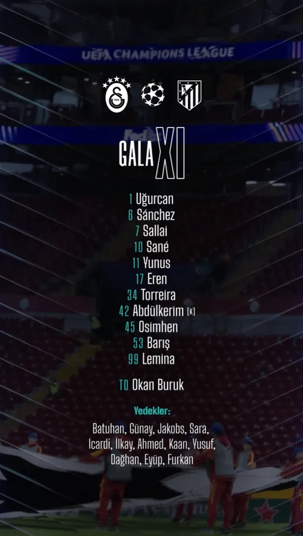 九游体育-加拉塔萨雷vs马竞首发：奥斯梅恩对决小蜘蛛，伊卡尔迪替补